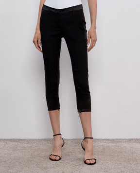 Brunello Cucinelli Черные капри из шелка с лампасами M0C59P1426y