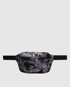 Off-White Сіра поясна сумка в принт OMNO037S25FAB001