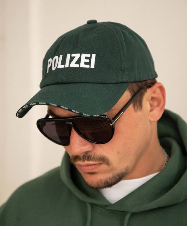 Vetements Зеленая кепка с вышивкой Polizei UA65CA170G изображение 5