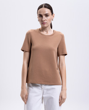 Max Mara Бежева футболка TUBO з вишивкою монограми логотипа TUBO