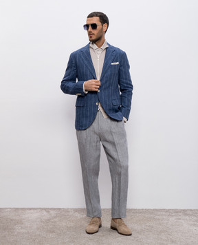 Brunello Cucinelli Серые брюки из льна MH250E1710