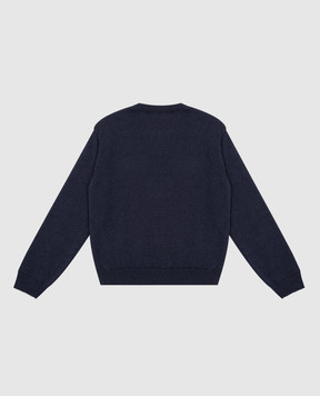 Off-White Детский синий свитер с шерстью с вышивкой логотипа OBHE001F24KNI003