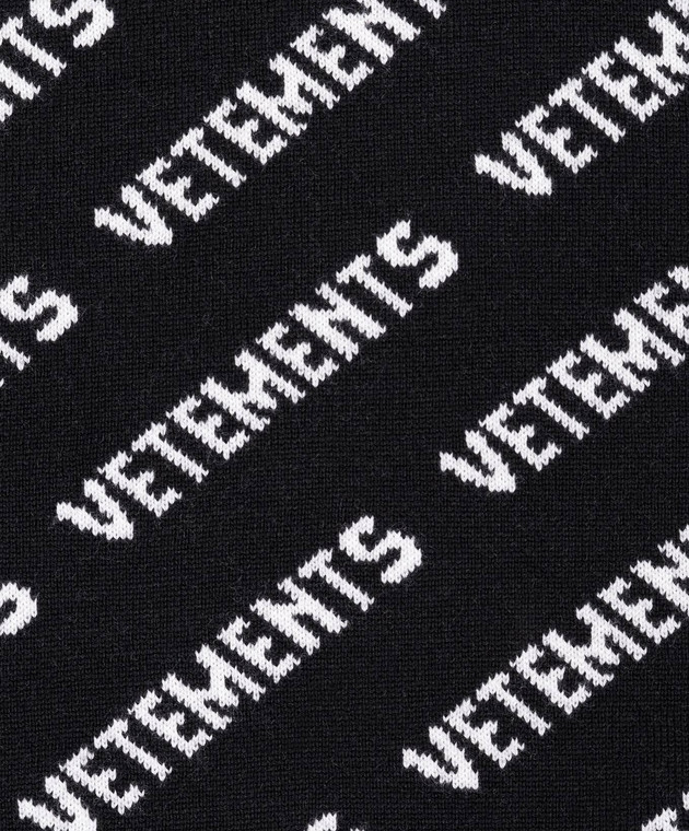 Vetements Детский черный свитер с мериносом шерсти в логотип шаблон KA10KN100B изображение 3