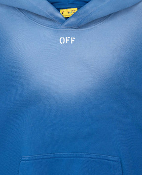 Off-White Детское синее худи с эффектом потертости OBBB001S25FLE005