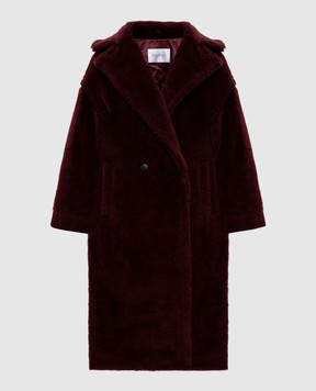 Max Mara Бордове двобортне пальто TEDGIRL з вовни альпаки та шовку TEDGIRL