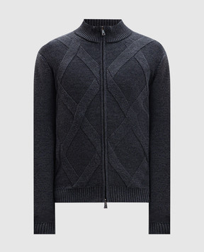 Cashmere&Whiskey Серый кардиган из мериноса шерсти в узор. CH08