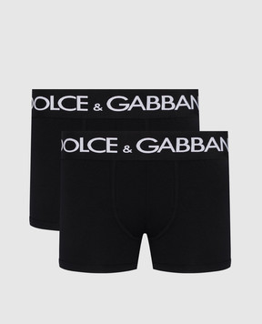 Dolce&Gabbana Набор черных трусов-боксеров с логотипом. M9D70JONN97