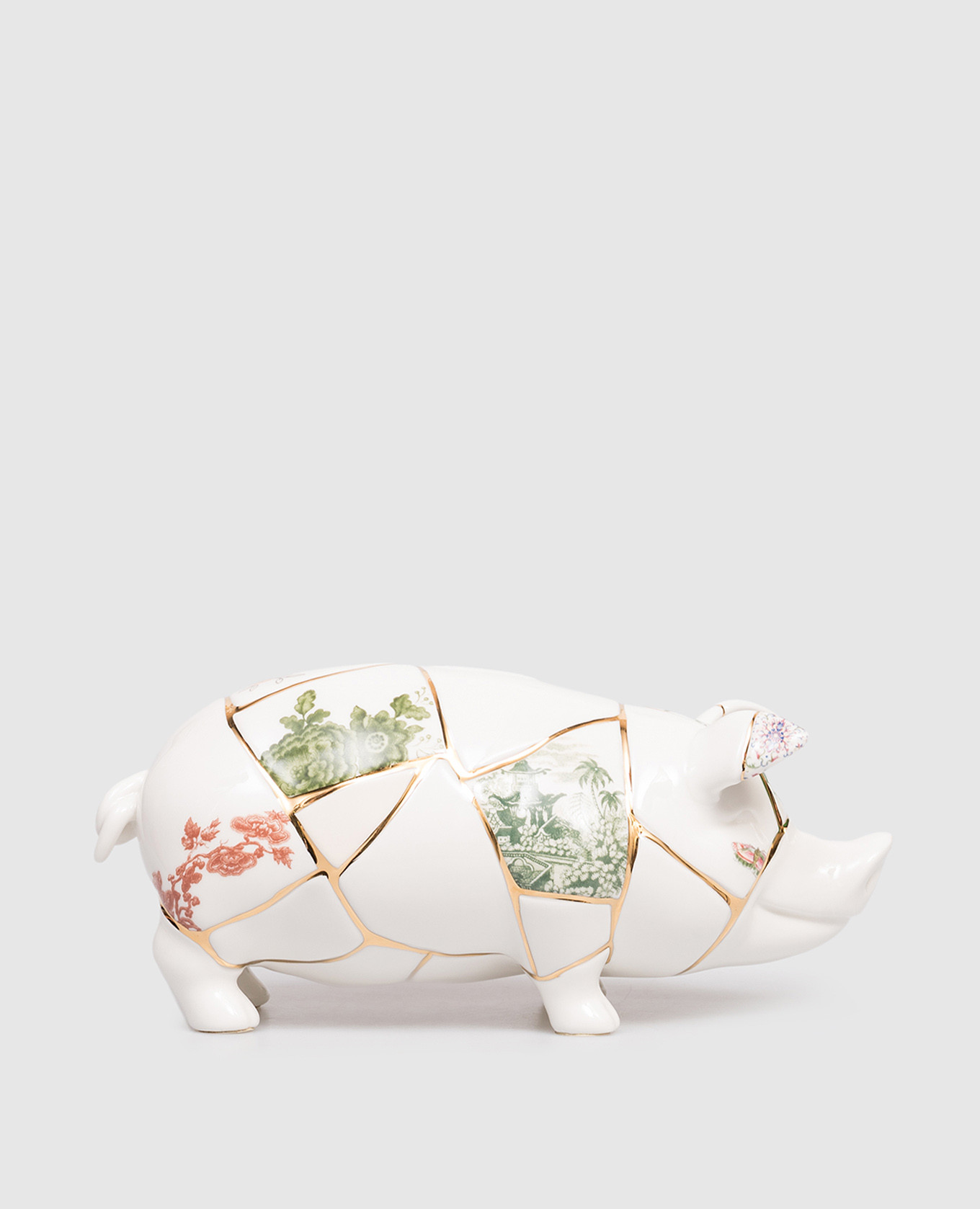 

Белая фарфоровая копилка Kintsugi с позолотой 24 карат, Белый, Посуда