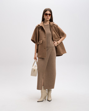 Max Mara Бежевая юбка на запах UMBRIA из шерсти и кашемира UMBRIA