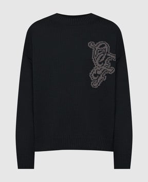 Off-White Черный свитер Natlover с логотипом узором. OMHE167S24KNI001