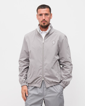 Brunello Cucinelli Серая двусторонняя куртка с шелком с логотипом логотип MD8217440F