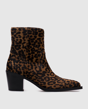 Stuart Weitzman Коричневые казаки Tate из меха пони в анималистичный принт SL702