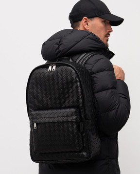 Bottega Veneta Чорний шкіряний плетений рюкзак 828527V2HL2