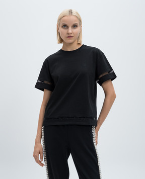 Twinset Чорна футболка з вишивкою логотипа 242TP2501