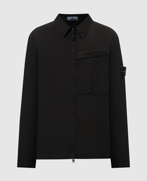 Stone Island Черная ветровка со съемным патчем с вышивкой логотипа 8115103WN