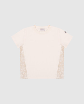 Moncler ENFANT Дитяча бежева футболка з квітковим принтом K19548C0003883907810
