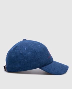 Brunello Cucinelli Синяя кепка из льна, шерсти и шелка с логотипом MW4829850