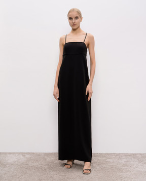Brunello Cucinelli Черное платье макси с шелком с цепочкой мониль MA029A5334