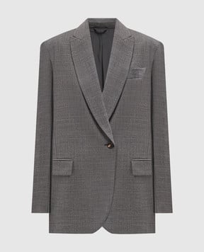Brunello Cucinelli Сірий жакет з вовни з ланцюжком моніль MB1167320P