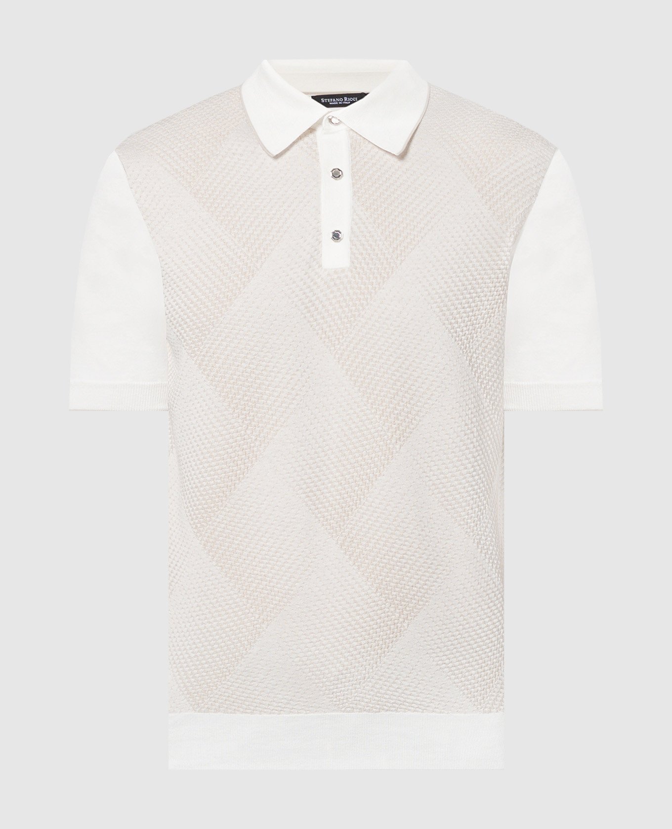 White polo with patterned silk