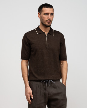 Cashmere&Whiskey Коричневое поло с леном MU9952318455R