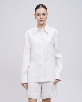 Jil Sander Белая рубашка из льна с эффектом жатки J02DL0226J60083