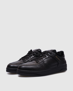 Santoni Черные кожаные кроссовки Sneak Air на меху с логотипом MBSA22015NERPESS