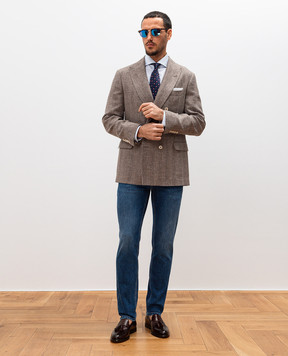 Brunello Cucinelli Сині джинси з ефектом потертості з логотипом M283PD3210