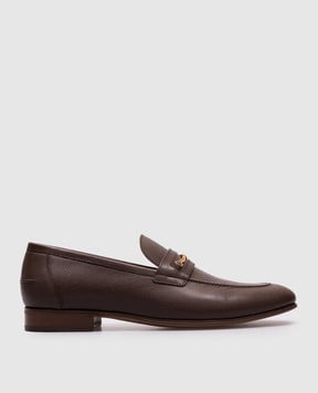 Valentino Коричневі шкіряні лофери з ембемою VLogo Signature 7Y2S0K73ZWD
