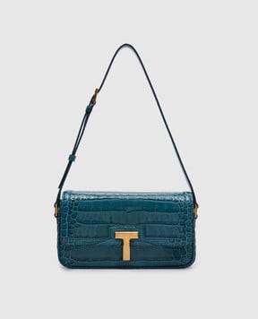 Tom Ford Блакитна шкіряна сумка WALLIS з монограмою логотипа L1832LCL395X