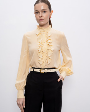 Valentino Бежевий шкіряний ремінь з емблемою VLogo Signature 6W2T0SM1PPU