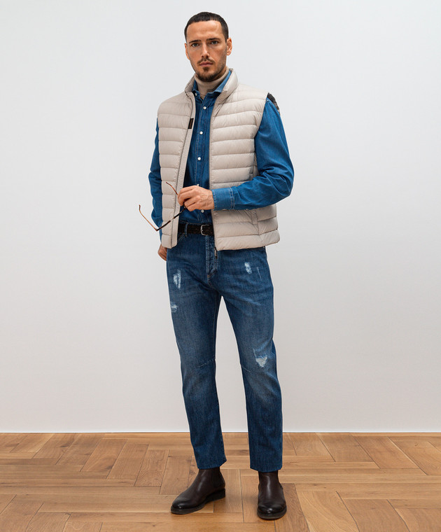 Brunello Cucinelli Синие джинсы с прорехами M0Z37X2340 изображение 2