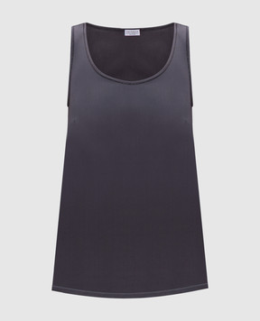 Brunello Cucinelli Сірий топ із шовку з ланцюжком моніль M0C59DE330