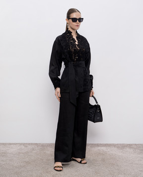 Ermanno Scervino Черный кардиган на запах из льна D464Q300NZR