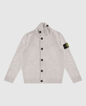 Stone Island Детский серый кардиган с шерстью и кашемиром K2S165100003S00M168