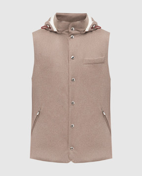Brunello Cucinelli Бежевый пуховый жилет из шерсти MM4701775