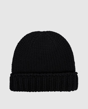 Moncler ENFANT Дитяча чорна шапка з вовни з логотипом K29543B00026M1172
