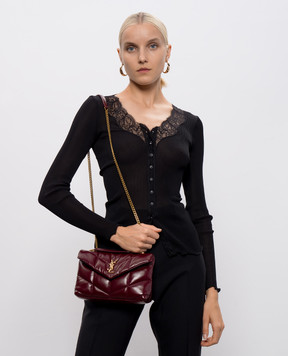 Saint Laurent Бордова шкіряна стьобана сумка крос-боді 759337AAFFA