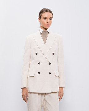 Brunello Cucinelli Бежевий двобортний вельветовий жакет MD5767032P