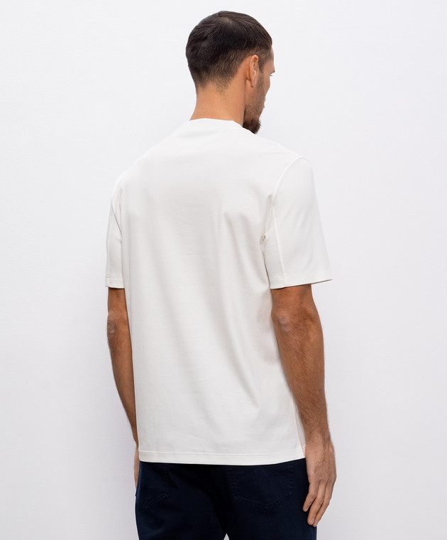 Brunello Cucinelli Біла футболка з принтом логотипа M0B138433 зображення 4