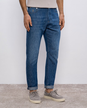 Brunello Cucinelli Сині джинси з льоном M239PX1290
