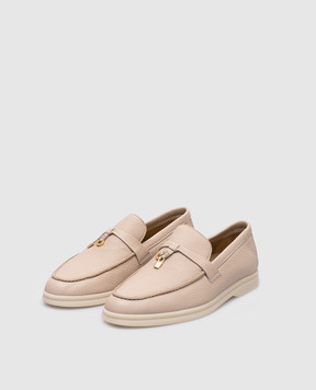 Loro Piana Бежеві шкіряні лофери charms walk FAM9730