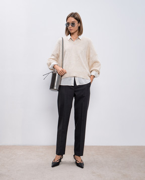 Brunello Cucinelli Сірі штани з вовни з ланцюжком моніль MG912P8748