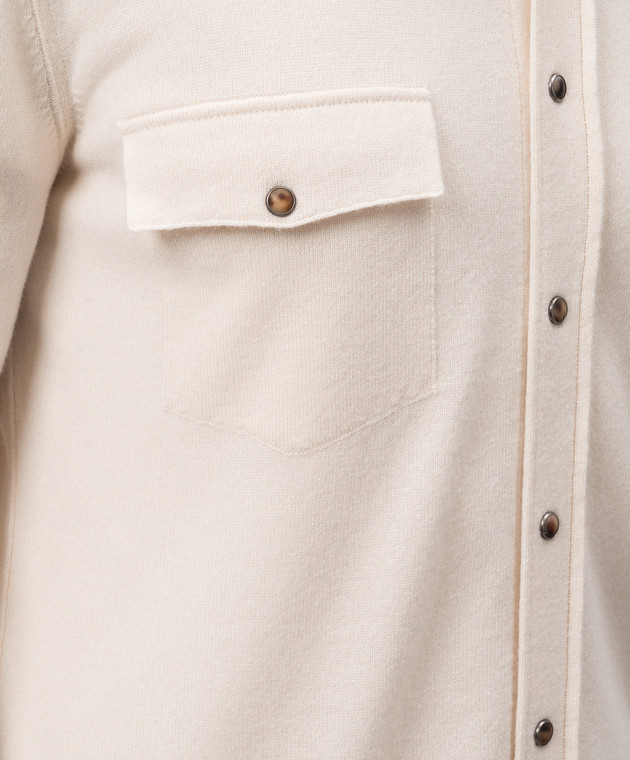 Brunello Cucinelli Белая рубашка из шерсти, кашемира и шелка M3600276 изображение 5