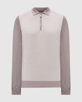 Doriani Cashmere Бежевое поло из шерсти, шелка и кашемира в узор 18119ZEJ17ZIP79