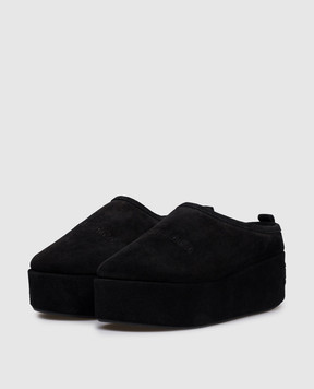 Balenciaga Черные мюли замшевые Alaska с логотипом 825258WBFC1