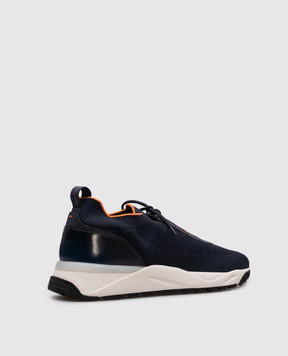 Santoni Сині снокери FLIN з вставками зі шкіри MBIO21601BINNHOD