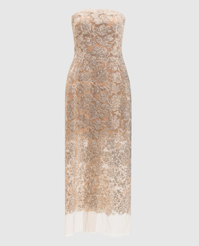 Ermanno Scervino Бежева сукня-бюстьє з кристалами D472Q700CTFDJUJ