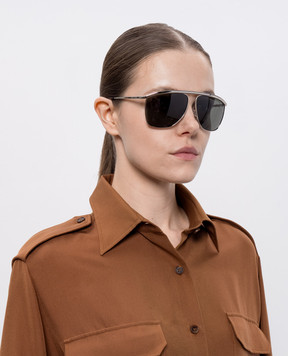 Saint Laurent Сріблясті сонцезахисні окуляри Victoire 832552Y9969