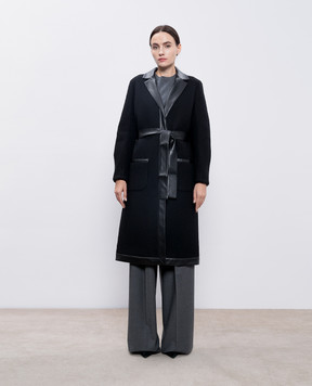 Max Mara Черное пальто LOTUS с шерстью LOTUS